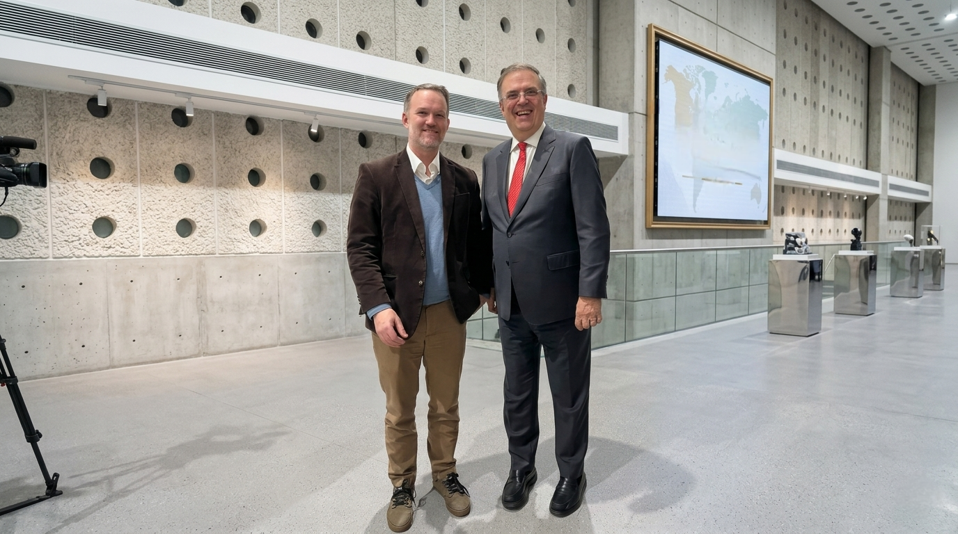 El Secretario de Economía, Marcelo Ebrard, recibió este día al Representante Comercial de Estados Unidos, el Embajador Greer, en el Aeropuerto Internacional de la Ciudad de México.